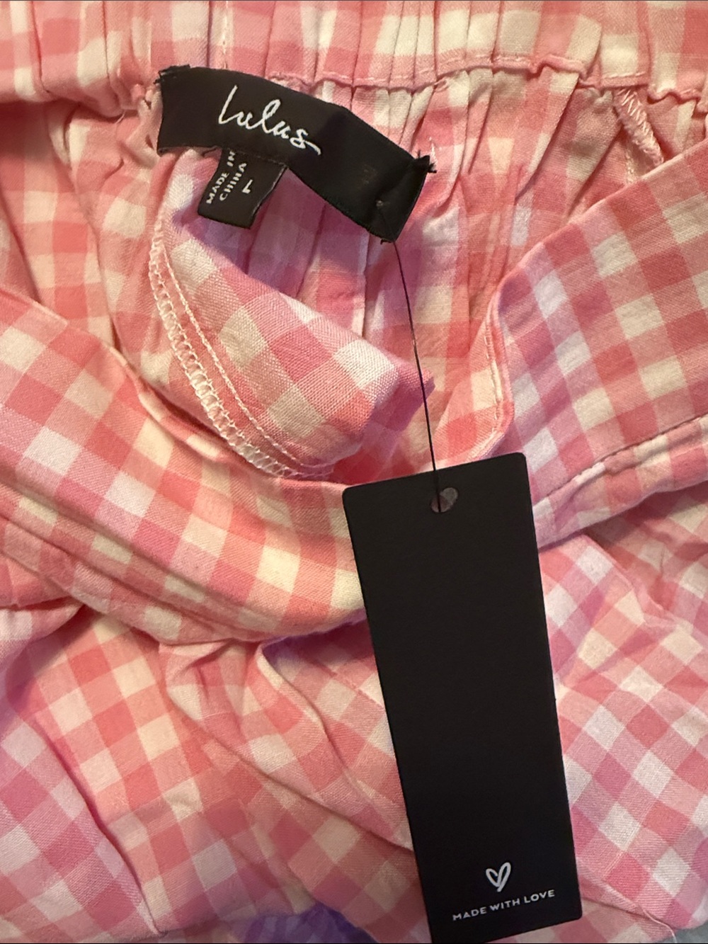 Pink and White Gingham Wide Leg Pant - Picture 8 of 8